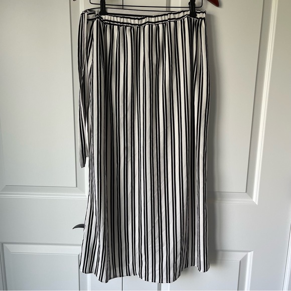 Lulus Striped Wrap Skirt Black and White - Picture 3 of 3